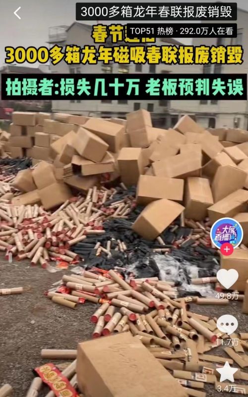 3000余箱磁吸春聯滯銷,浙江金華一工廠損失數十萬 市場監管部門 屬企業自主經營行為,應提前做好市場預判